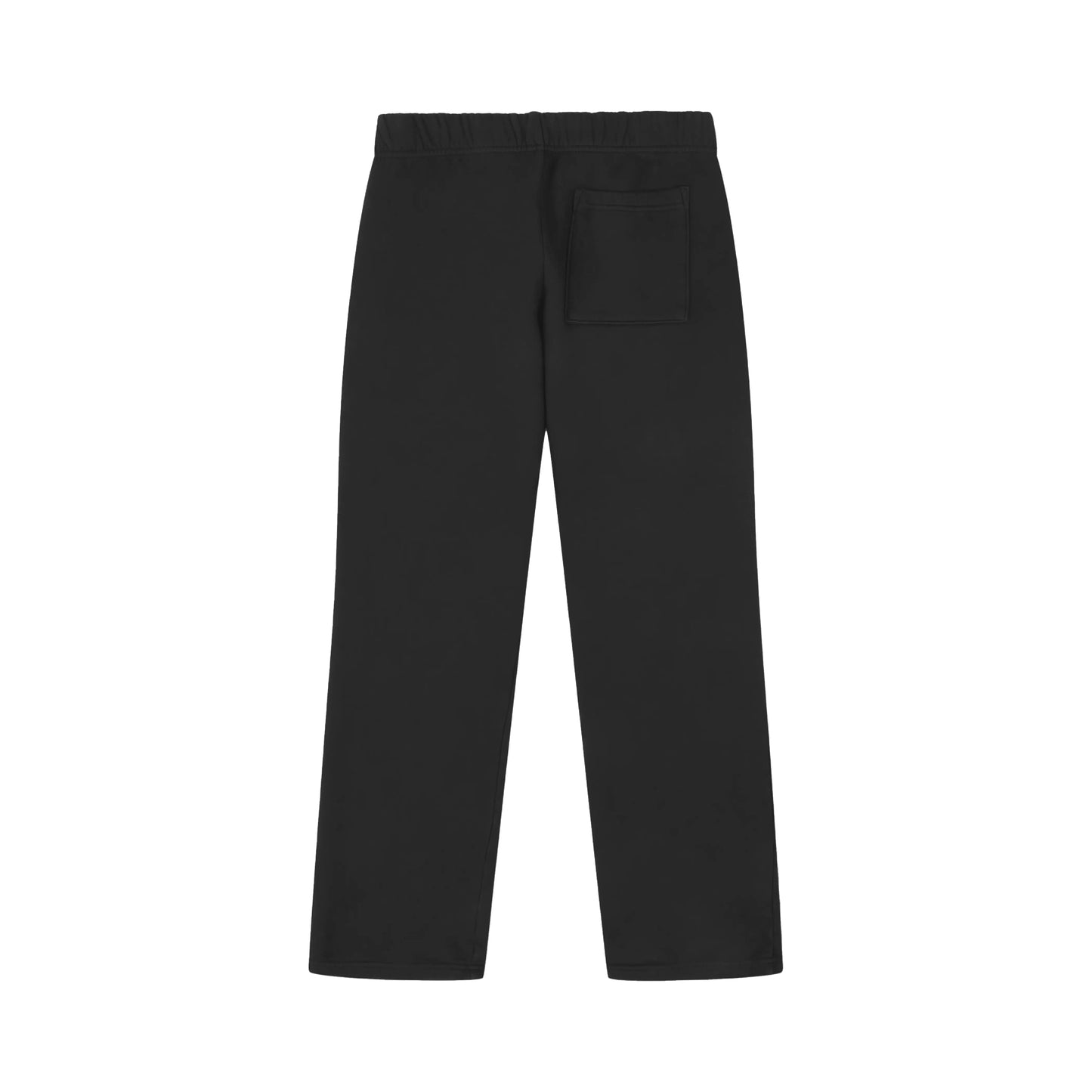 Black sweatpants with single back pocket, rear view