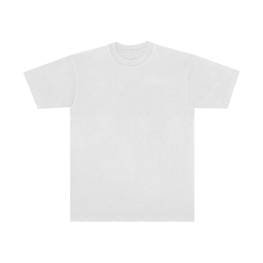 A plain white short-sleeve T-shirt displayed from the front