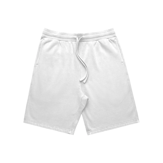 A pair of white wide-leg shorts with an adjustable drawstring waistband
